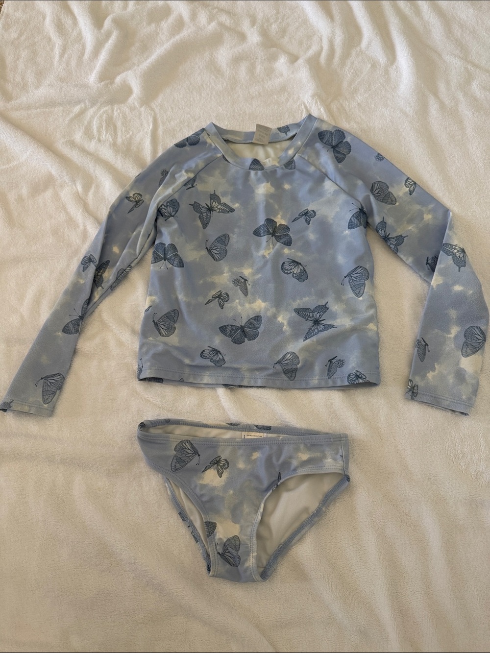 OshKosh B'gosh Sky Blue Butterfly Long-Sleeve Rashguard Set